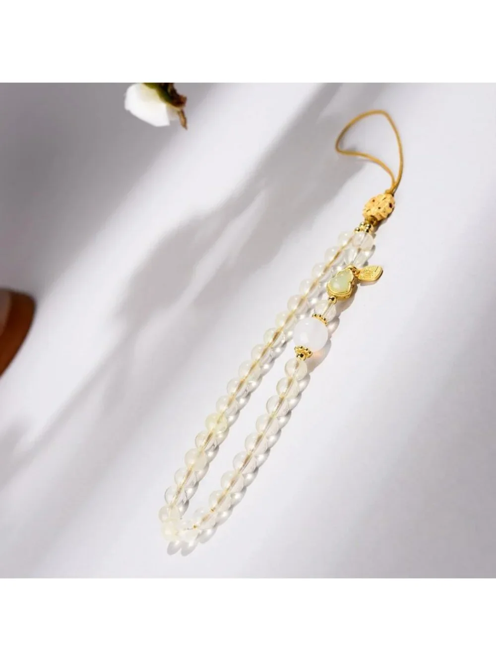 Colorful Rutilated Quartz Phone Charm - Handmade Crystal Bead Strap, Elegant